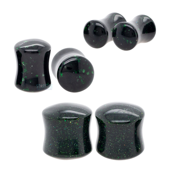 Stone Plugs - Green Goldstone