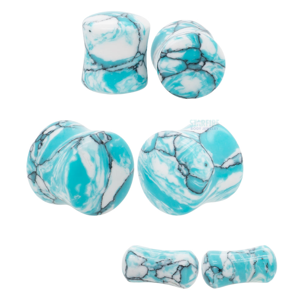 Stone Plugs - Ocean Wave Turquoise