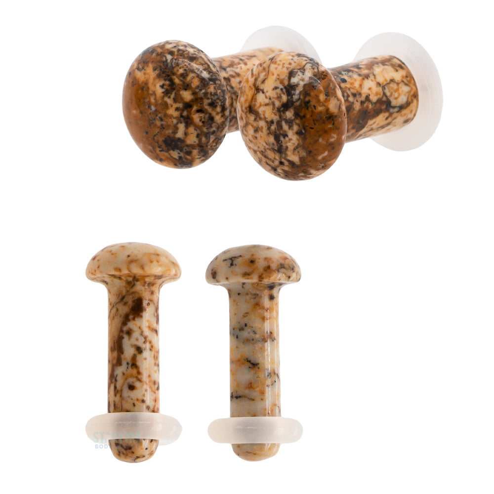 Stone Plugs - Picture Jasper