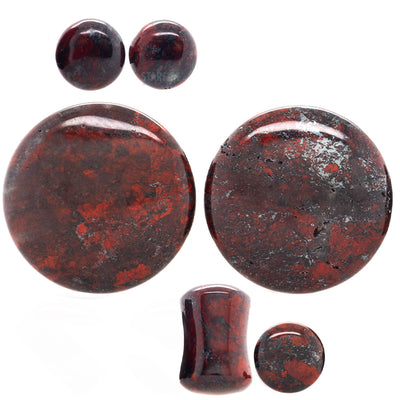 Stone Plugs - Red Brecciated Jasper