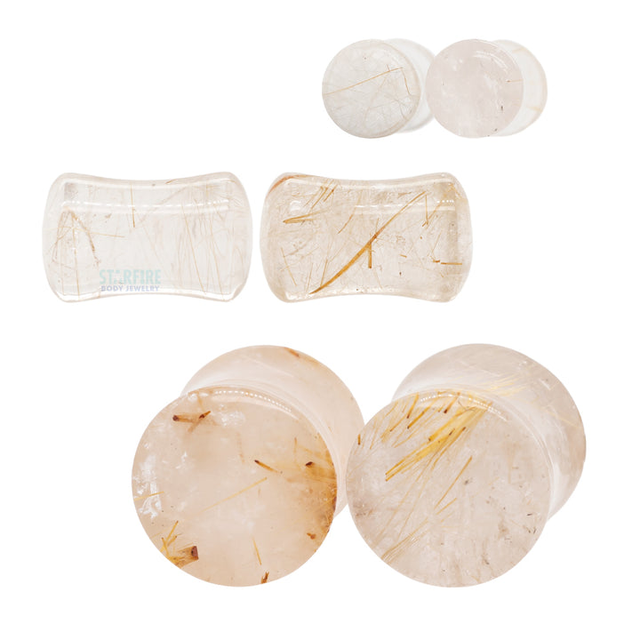 Stone Plugs - Rutilated Quartz