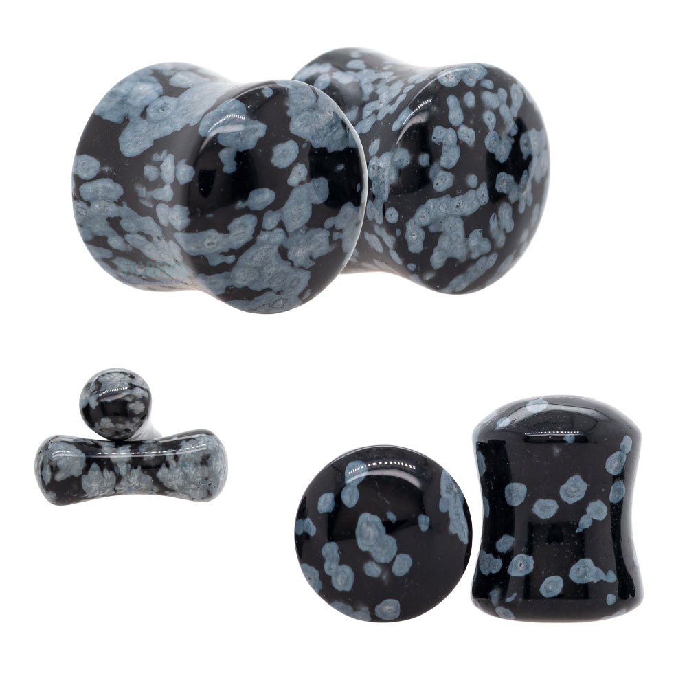 Stone Plugs - Snowflake Obsidian