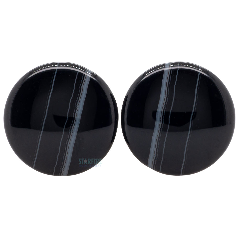 Stone Plugs - Black Tibetan Agate