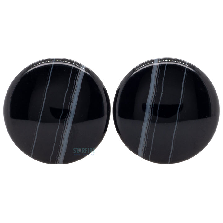 Stone Plugs - Black Tibetan Agate