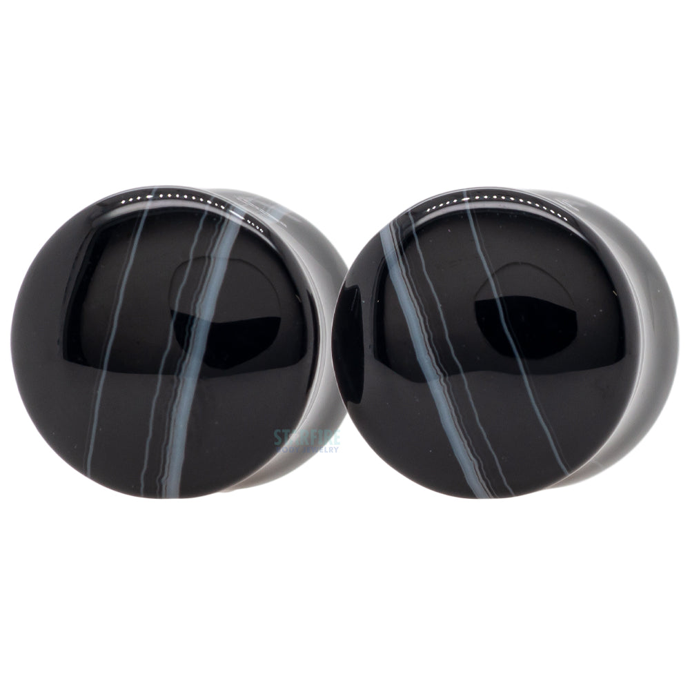 Stone Plugs - Black Tibetan Agate