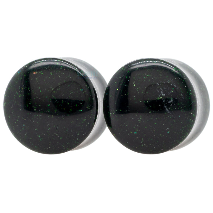 Stone Plugs - Green Goldstone