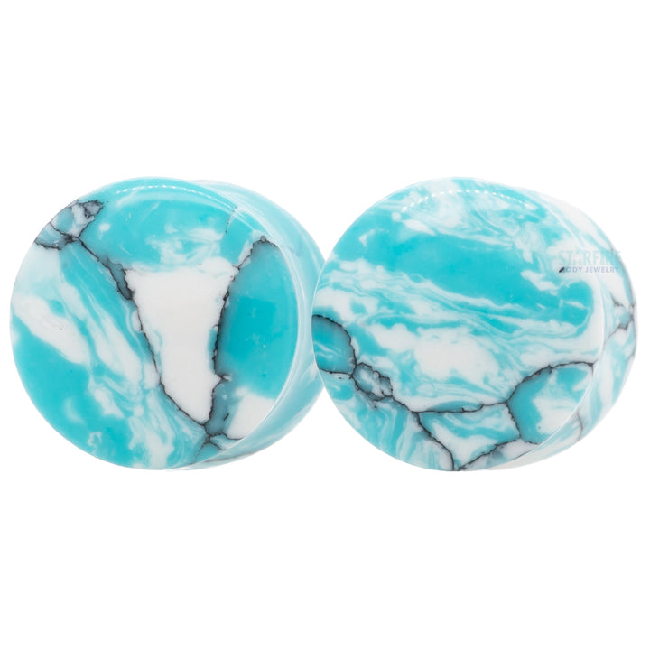 Stone Plugs - Ocean Wave Turquoise