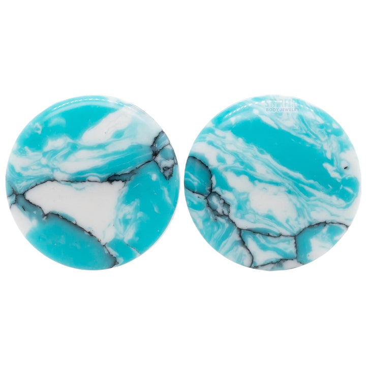 Stone Plugs - Ocean Wave Turquoise