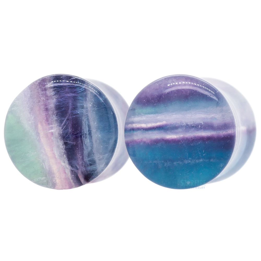 Stone Plugs - Rainbow Fluorite