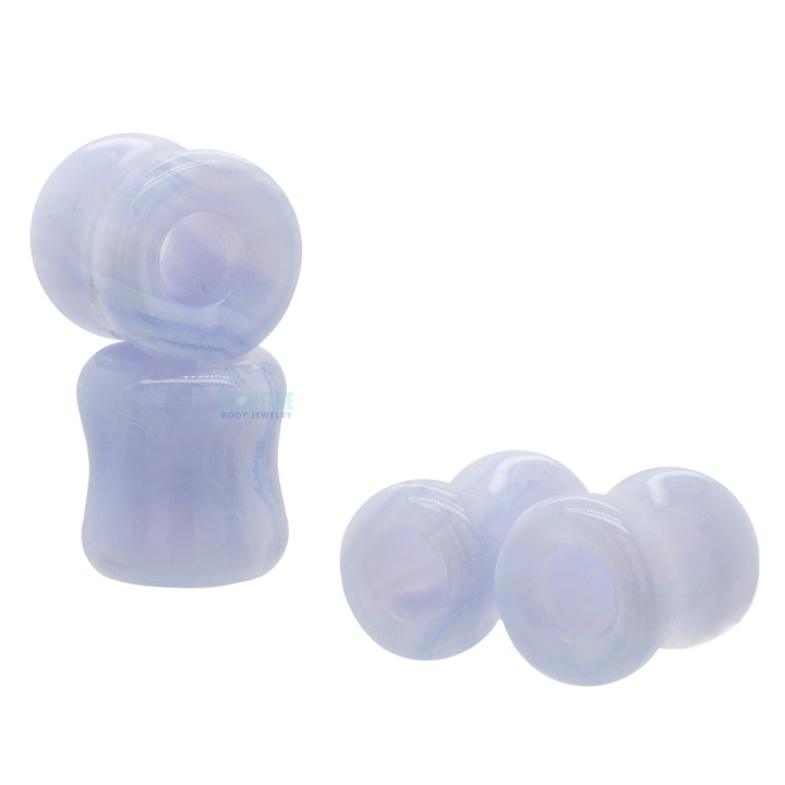 Stone Double Flare Eyelets - Blue Lace Agate