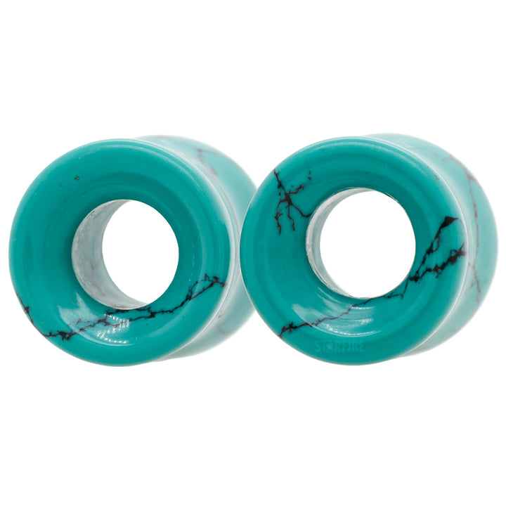 Stone Double Flare Eyelets - Green Spiderweb Turquoise