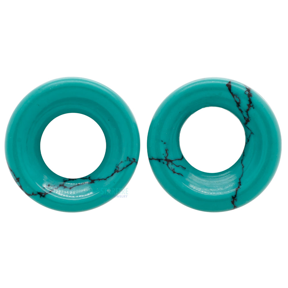 Stone Double Flare Eyelets - Green Spiderweb Turquoise