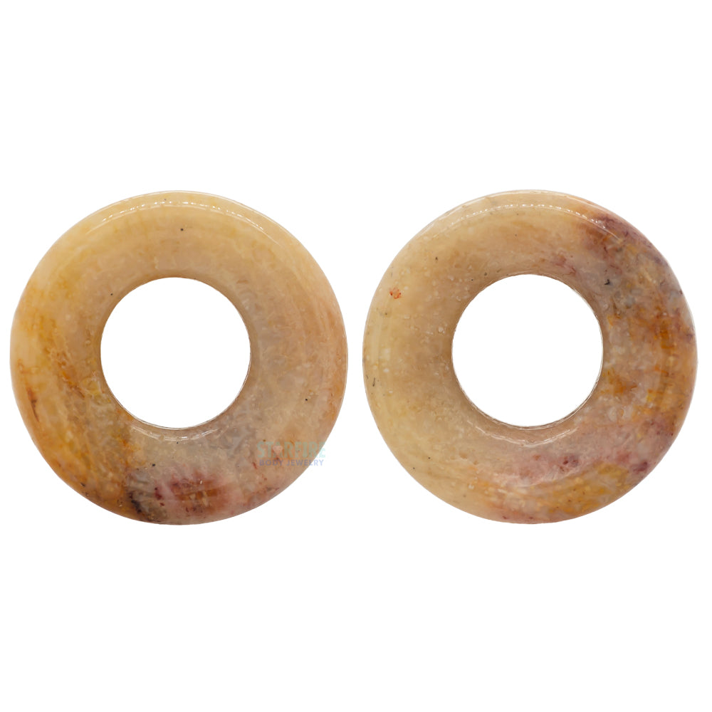 Stone Double Flare Eyelets - Fossilized Coral