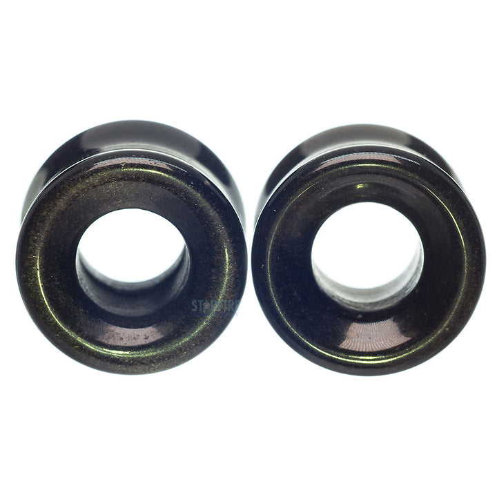 Stone Double Flare Eyelets - Golden Obsidian