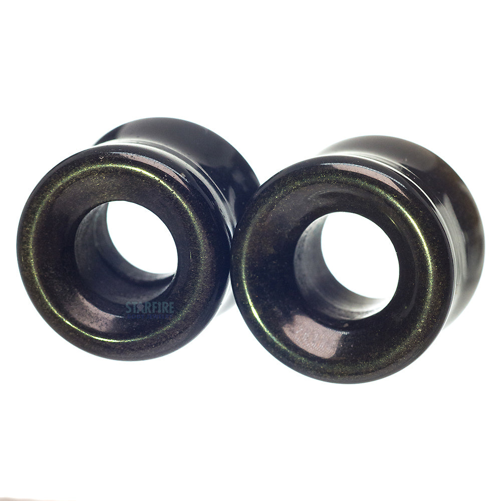 Stone Double Flare Eyelets - Golden Obsidian