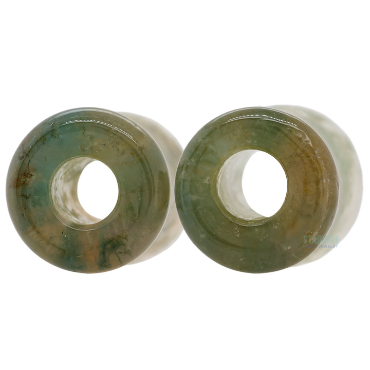 Stone Double Flare Eyelets - Moss Agate
