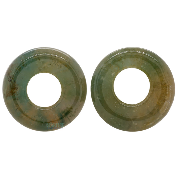Stone Double Flare Eyelets - Moss Agate