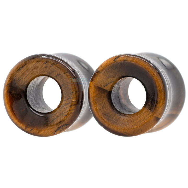 Stone Double Flare Eyelets - Yellow Tiger Eye