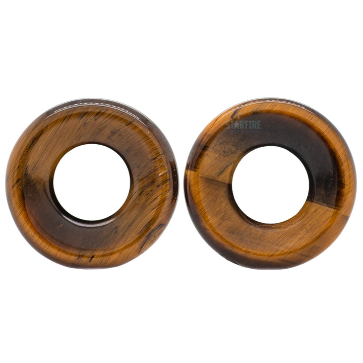 Stone Double Flare Eyelets - Yellow Tiger Eye
