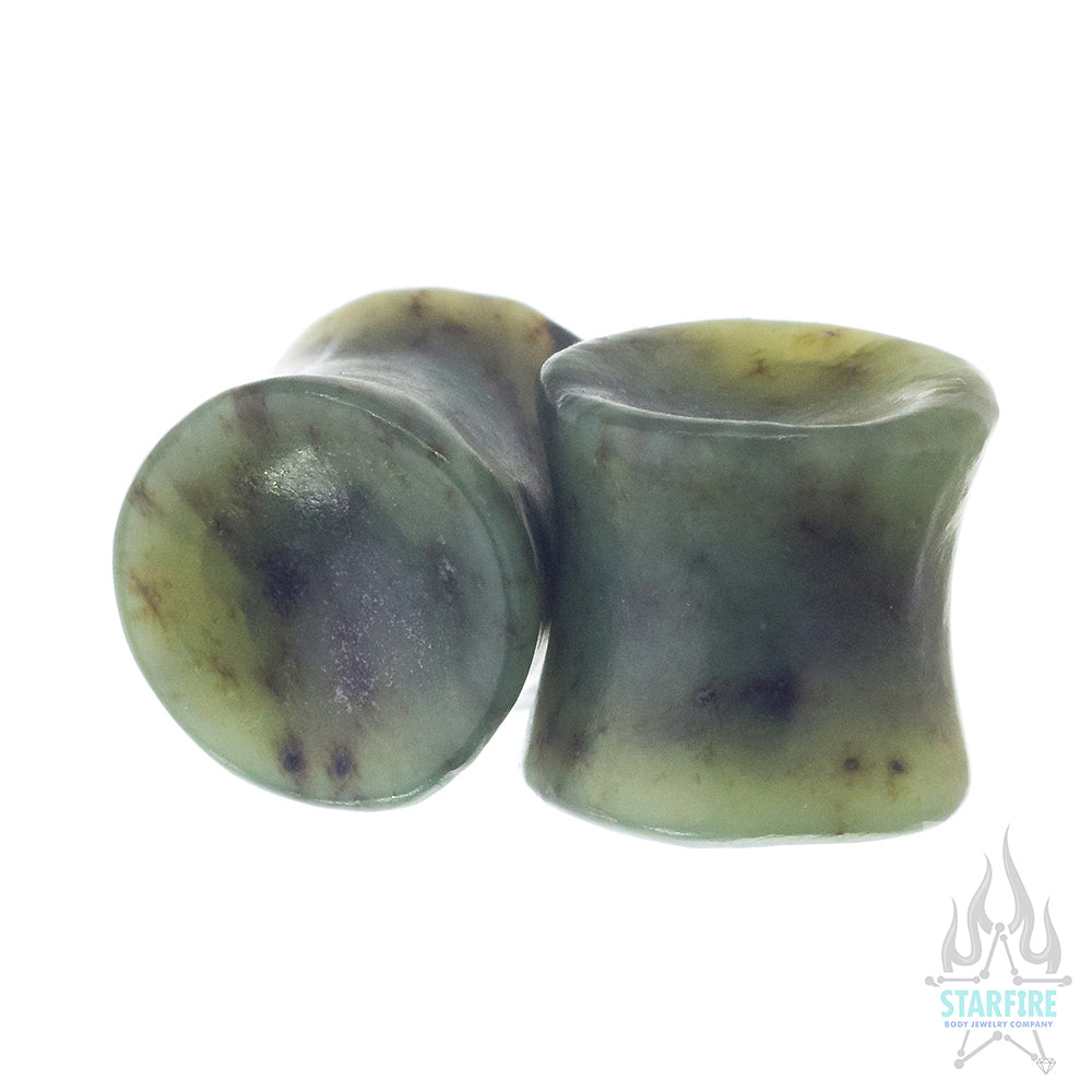 Concave Stone Plugs - Nephrite Jade