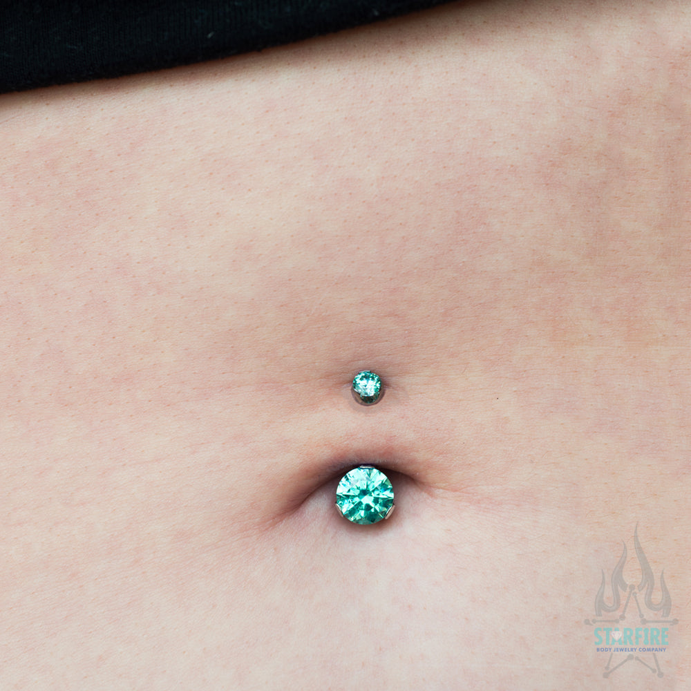 Prong-Set Brilliant-Cut Round Navel Curve