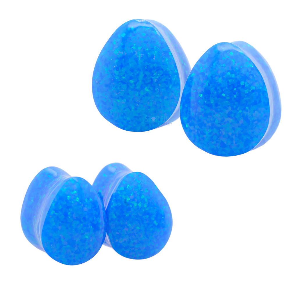 Opal Teardrop Plugs - Blue