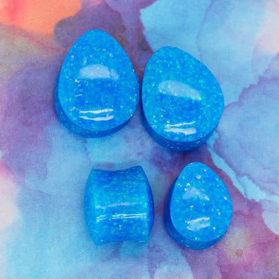 Opal Teardrop Plugs - Blue