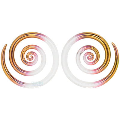 Glass Spirals - Gold Tipped Captured White