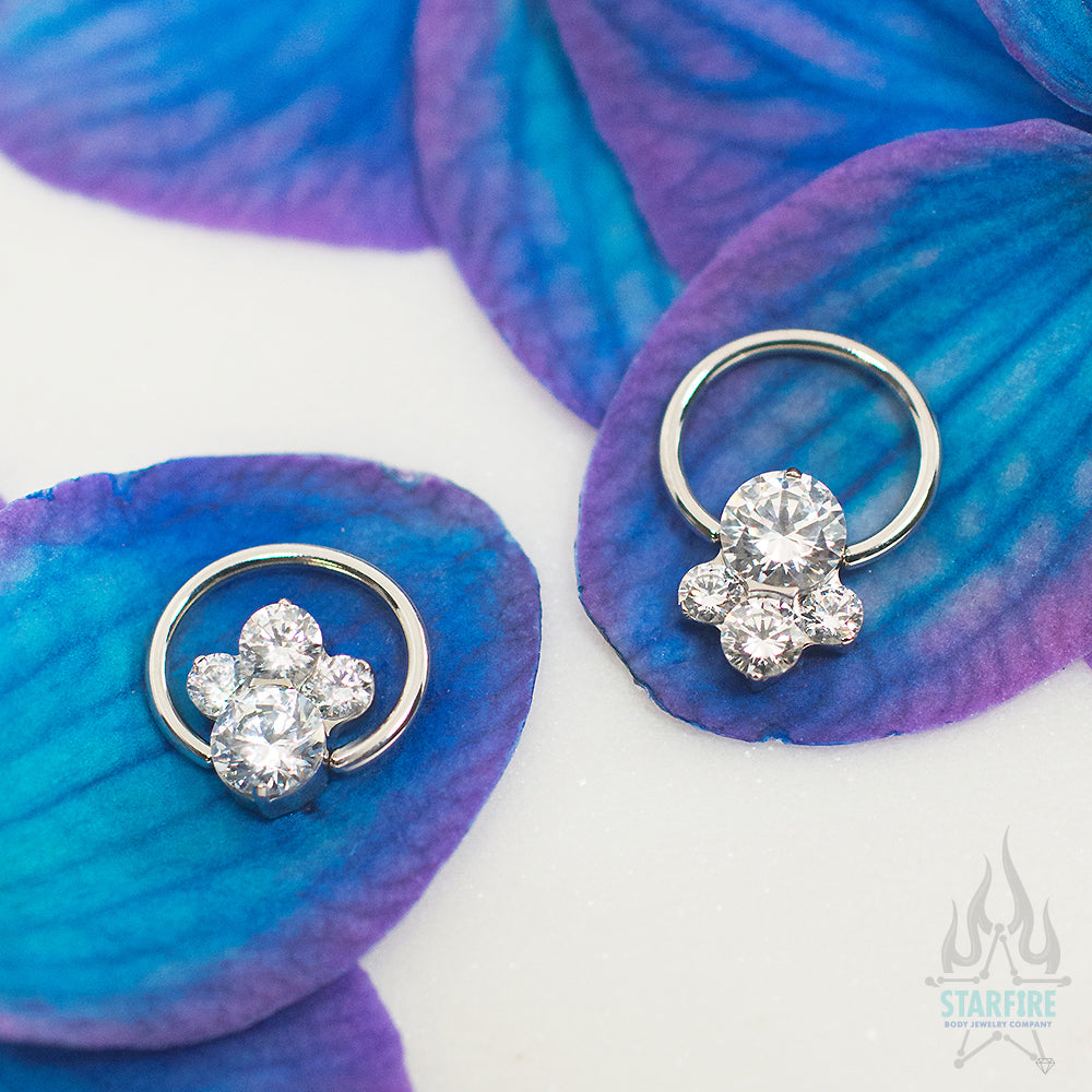"Caeli" Prong-Set Faceted Gems Captive Bead Ring (CBR)