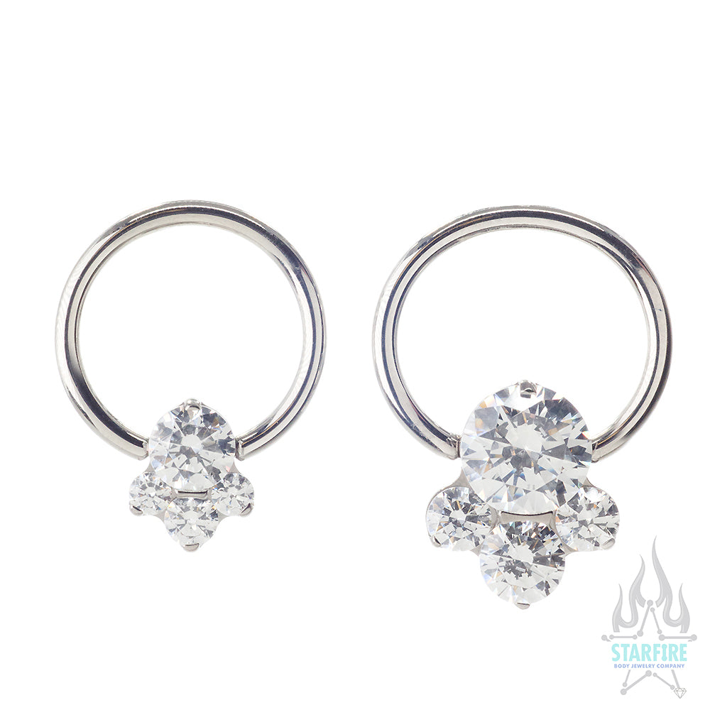 "Caeli" Prong-Set Faceted Gems Captive Bead Ring (CBR) - custom color combos