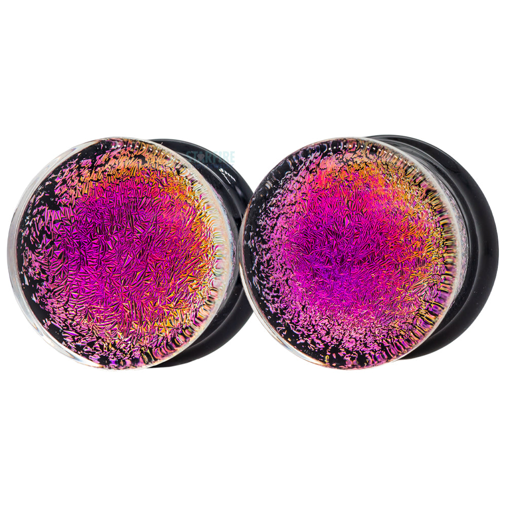 Dichroic Glass Plugs - Pink