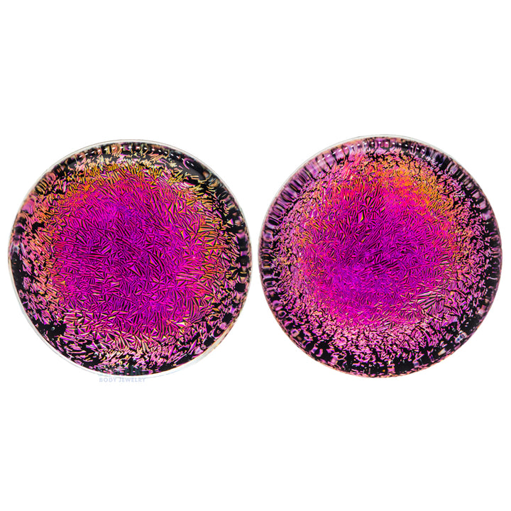 Dichroic Glass Plugs - Pink