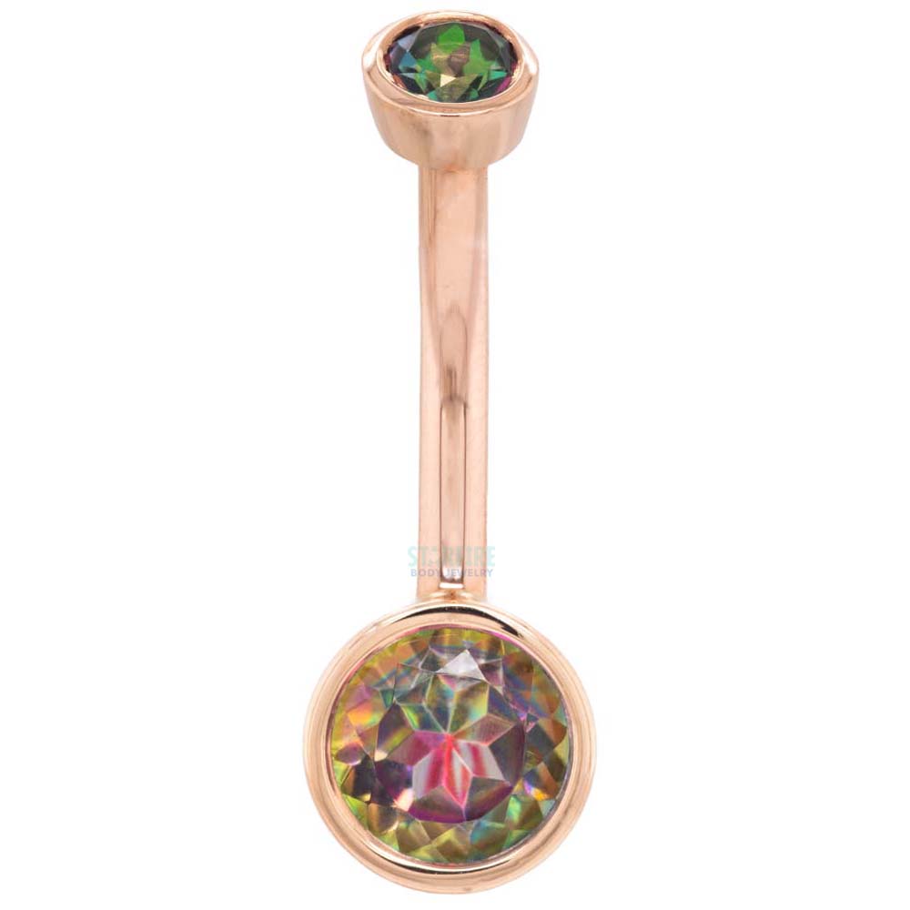 Bezel-Set Navel Curve in Gold & Platinum with Mystic Topaz'