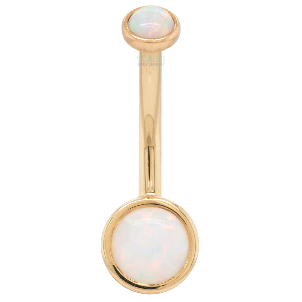 Bezel-Set Navel Curve in Gold with Opals