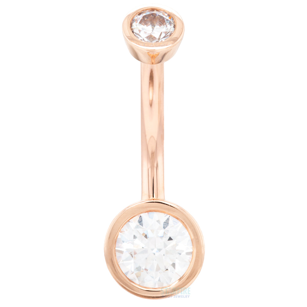 Bezel-Set Navel Curve in Gold & Platinum with White CZ's