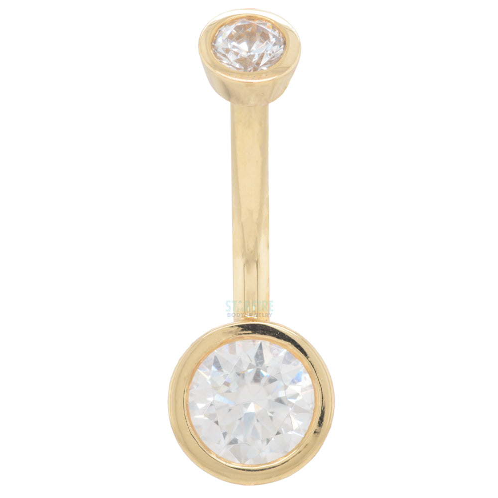 Bezel-Set Navel Curve in Gold & Platinum with White CZ's