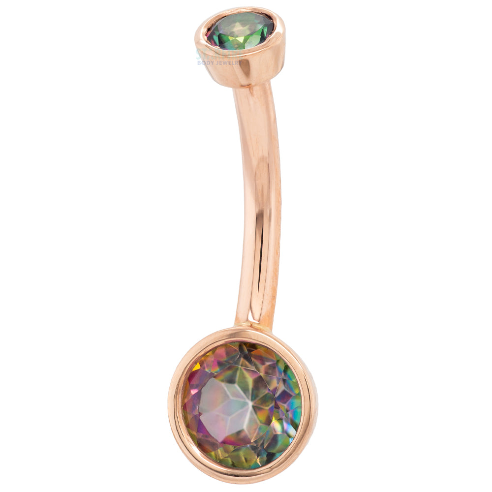Bezel-Set Navel Curve in Gold & Platinum with Mystic Topaz'