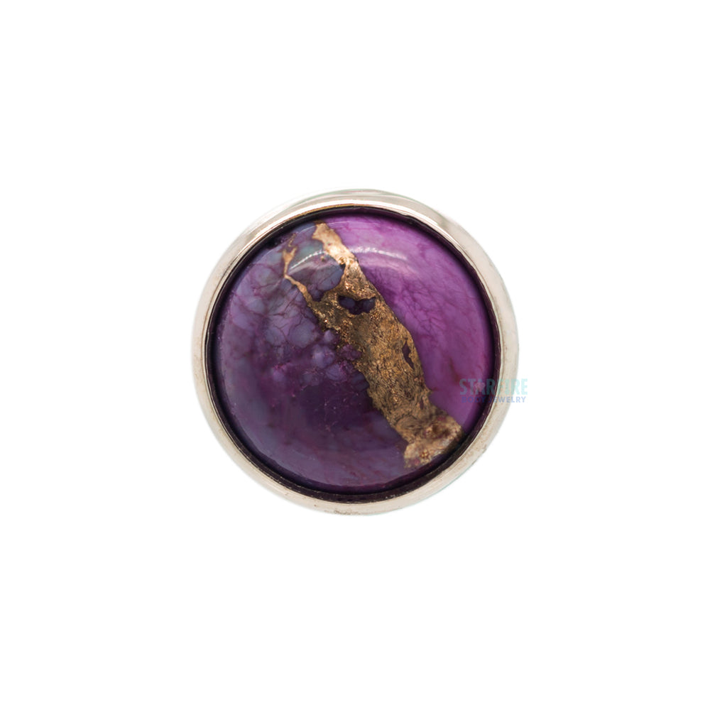Copper Purple Turquoise in Cup Setting Nostril Screw in Gold