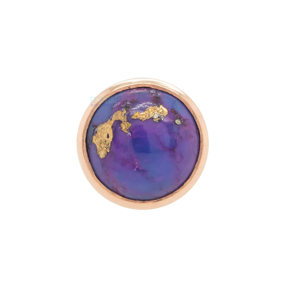Copper Purple Turquoise in Cup Setting Threaded End in Gold