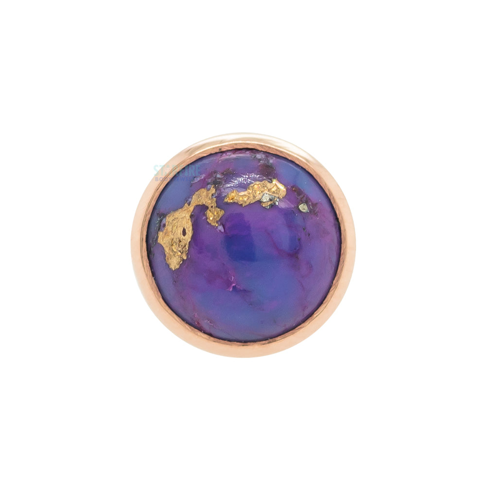 Copper Purple Turquoise in Cup Setting Threaded End in Gold & Platinum