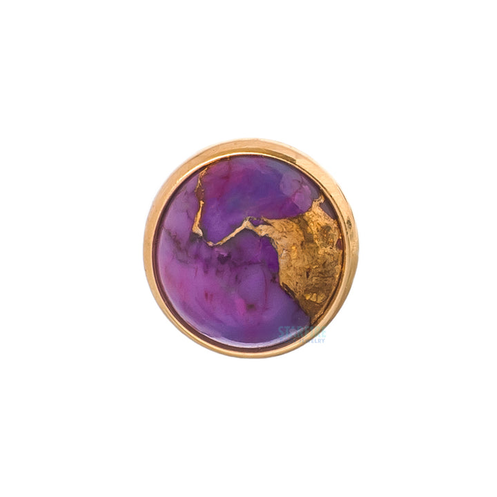 Copper Purple Turquoise in Cup Setting Threaded End in Gold & Platinum