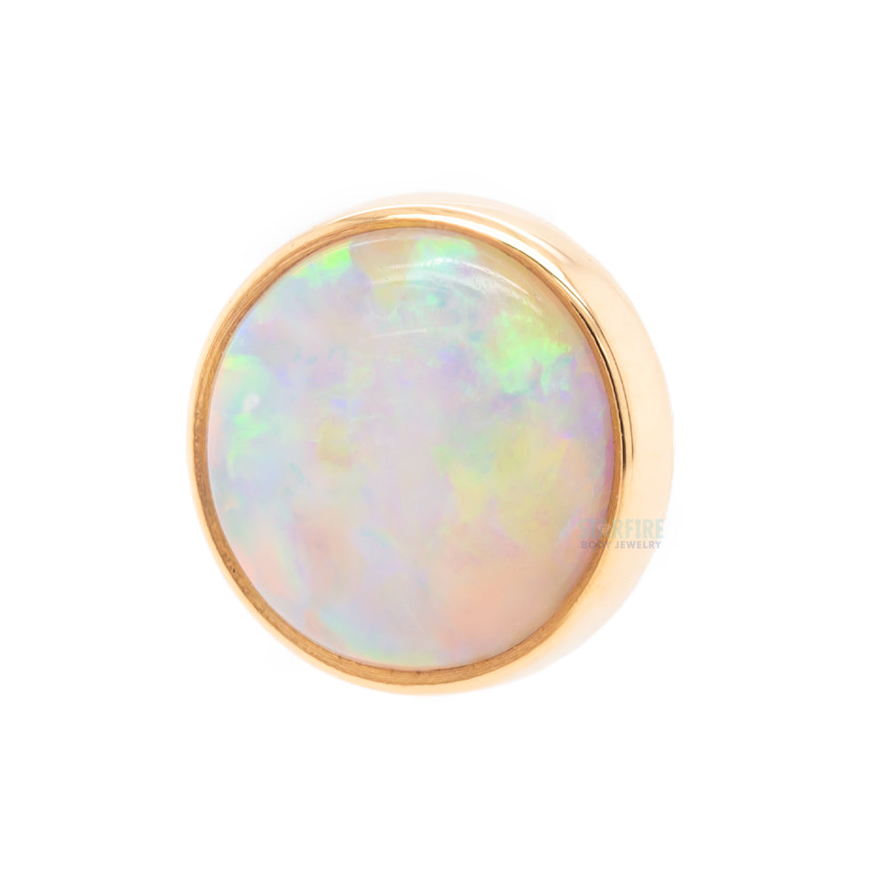 Genuine White Opal in Cup Setting Threaded End in Gold & Platinum