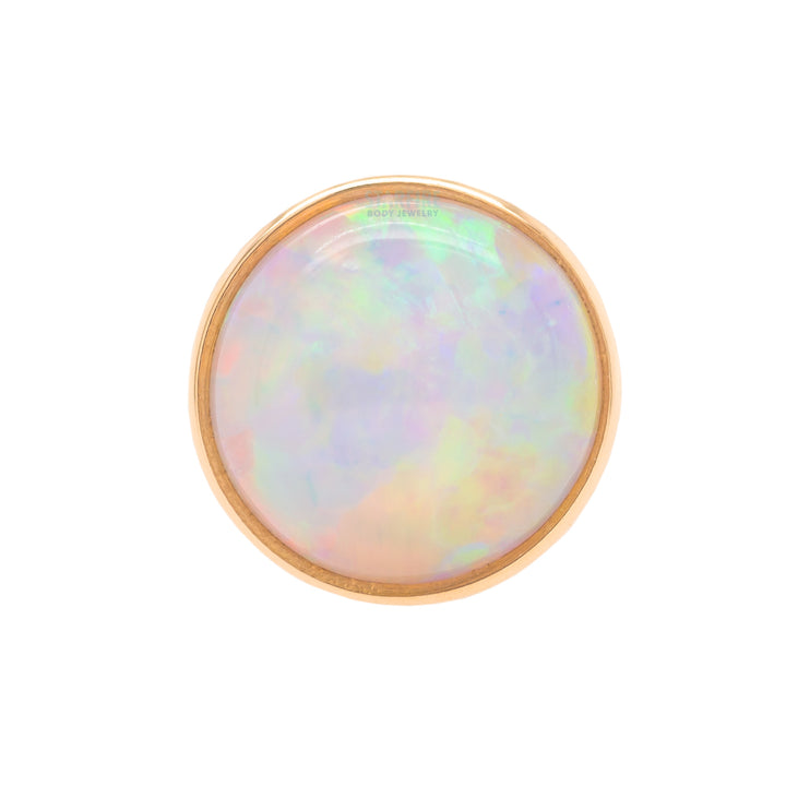Genuine White Opal in Cup Setting Threaded End in Gold & Platinum