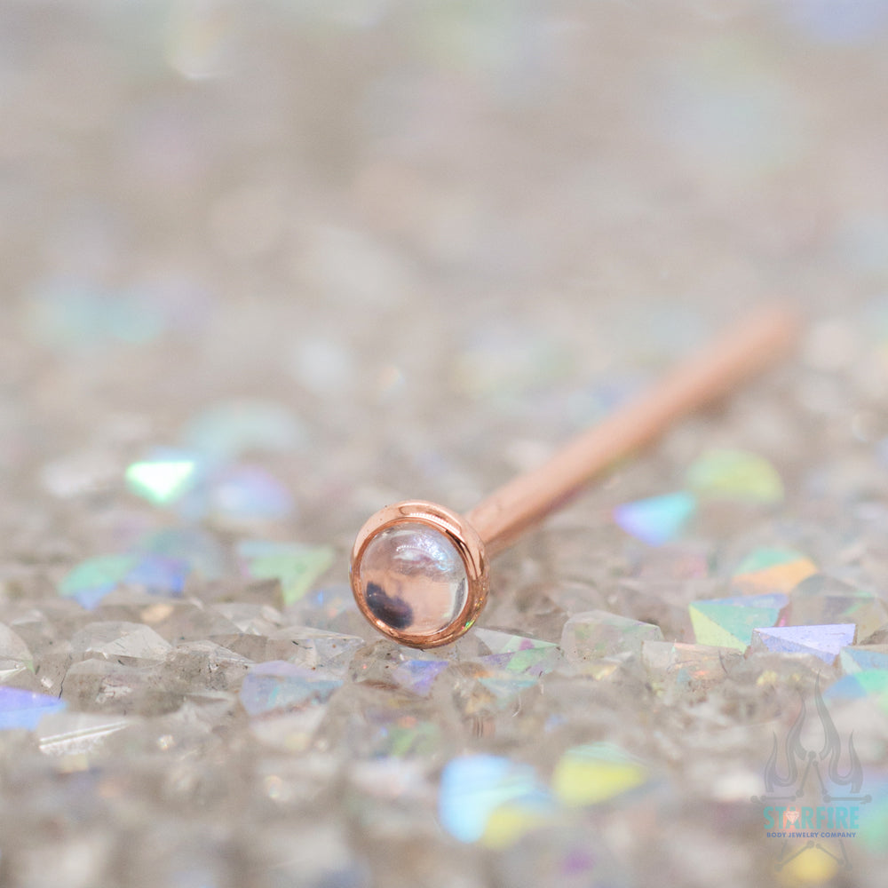 Rainbow Moonstone in Cup Setting Nostril Screw in Gold
