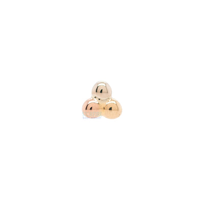 Tri Bead Cluster Threaded End in Tri Tone (Yellow, White & Rose) Gold
