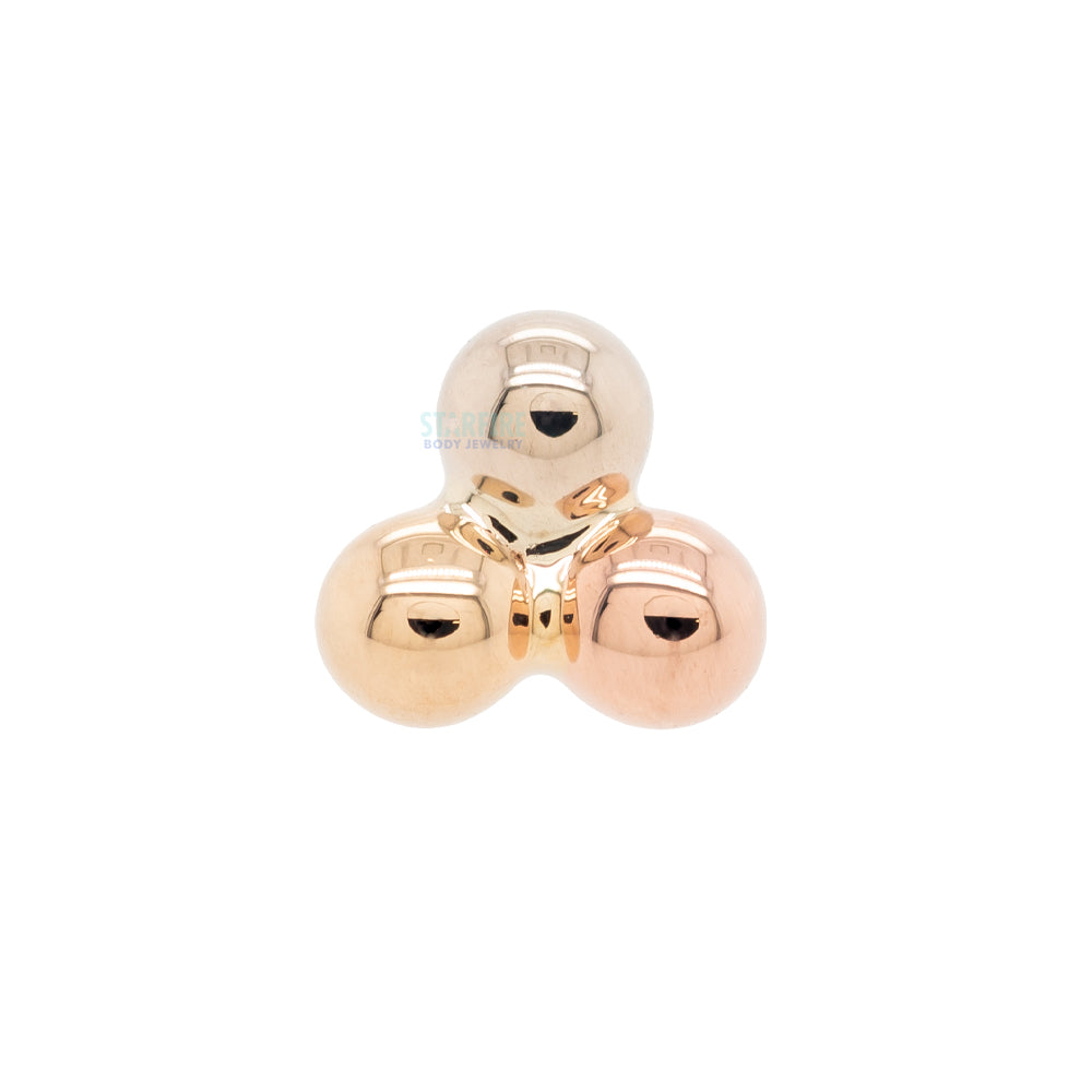 Tri Bead Cluster Threaded End in Tri Tone (Yellow, White & Rose) Gold
