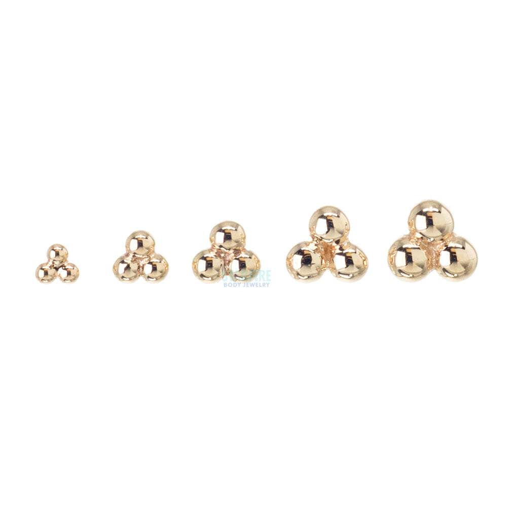 Tri Bead Cluster Nostril Screw in Gold & Platinum