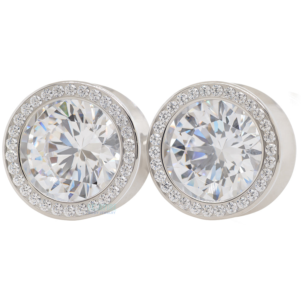 Super Gemmed BIG BLING Plugs ( Eyelets ) with Brilliant-Cut Gems - Cubic Zirconia