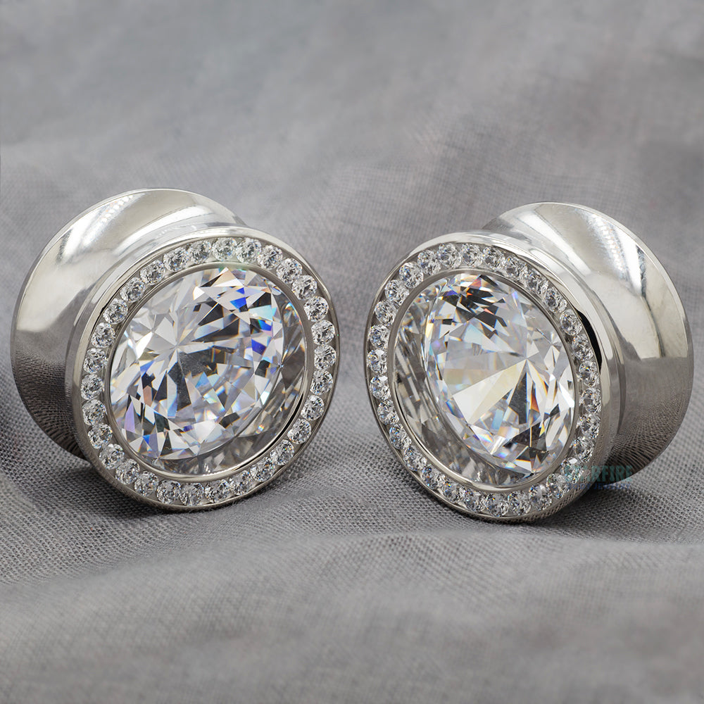 Super Gemmed BIG BLING Plugs ( Eyelets ) with Brilliant-Cut Gems - Cubic Zirconia