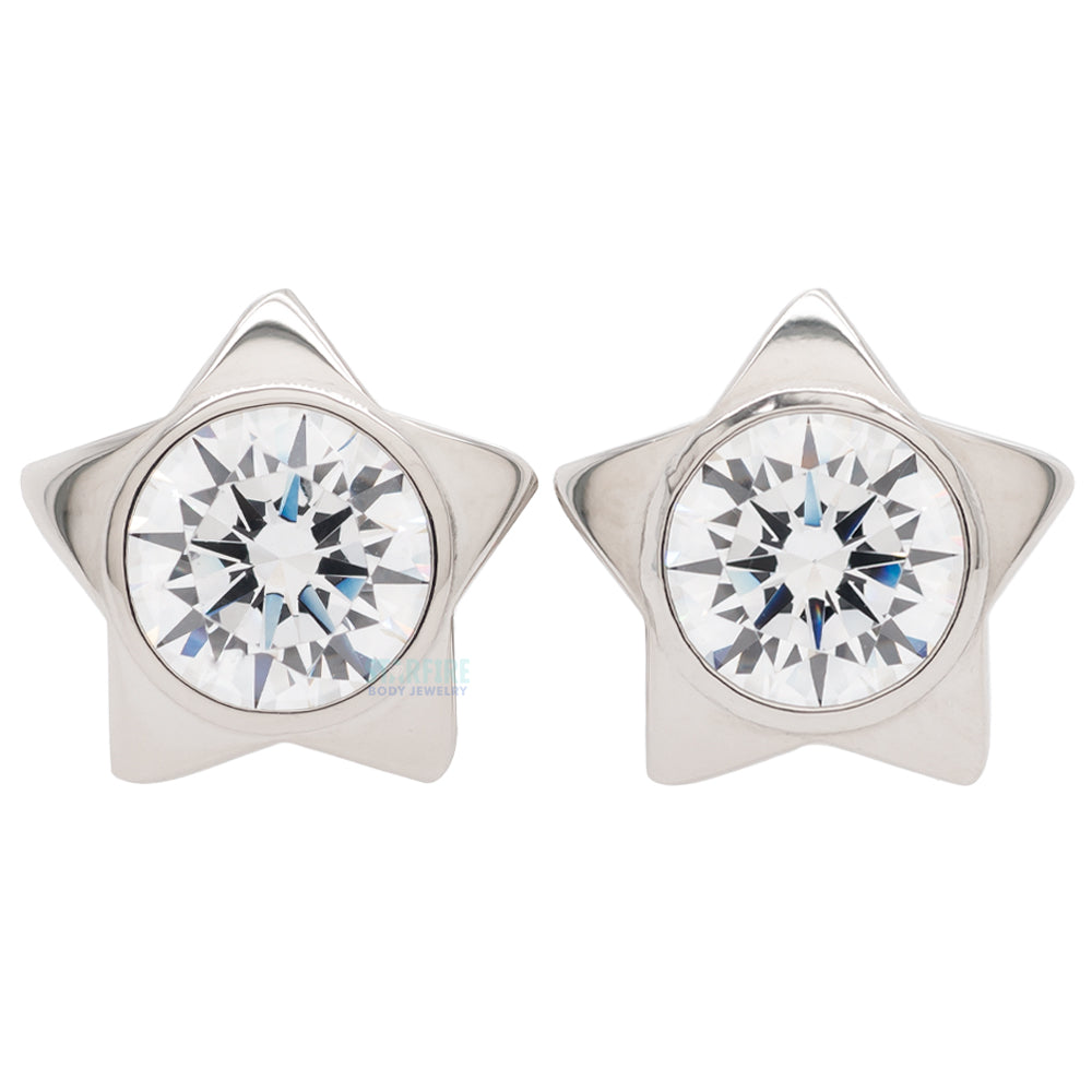 Gem Star Plugs with Brilliant-Cut Gem - Cubic Zirconia